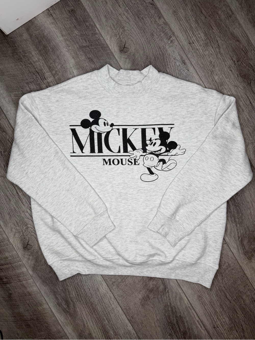 Disney Light Gray Mickey Mouse Crewneck Sweater